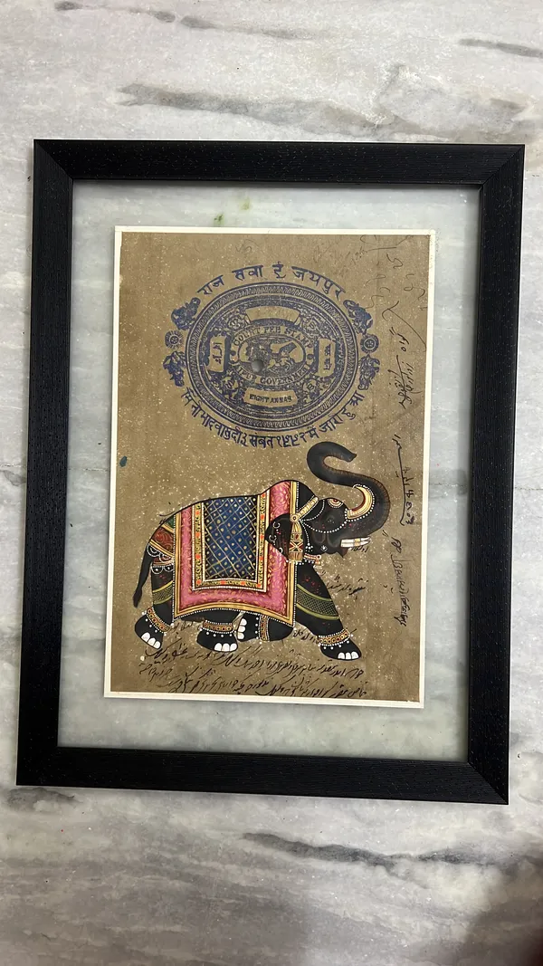 Black_Traditional_Elephant_Illustration_Framed_Wall_Art