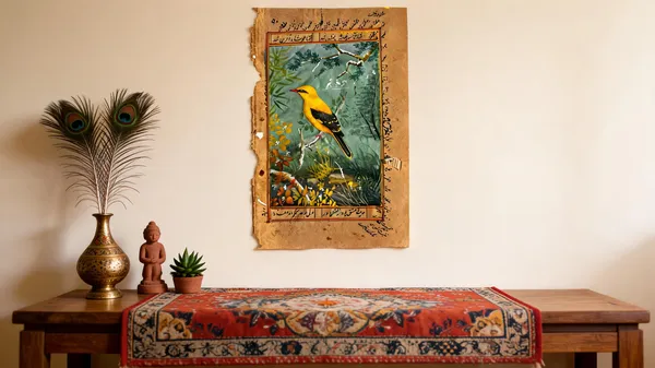 Multicolor_Old_Arabic_Book_Paper_Miniature_Bird_Motif_Wall_Art