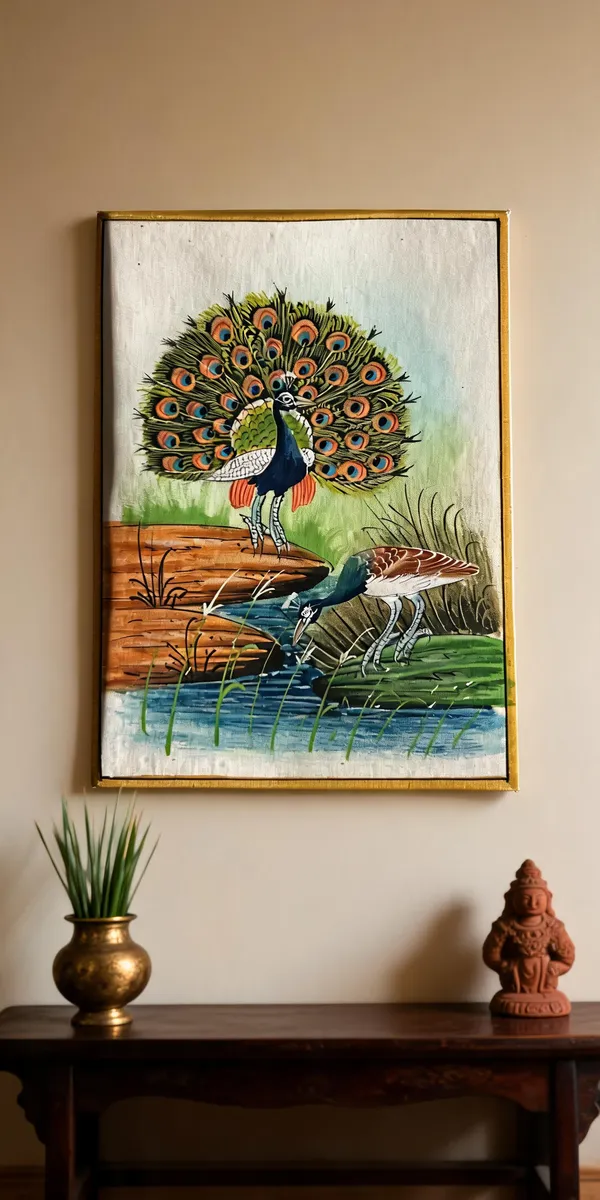 Multicolor_Cotton_Fabric_Traditional_Peacock_Motif_Wall_Art