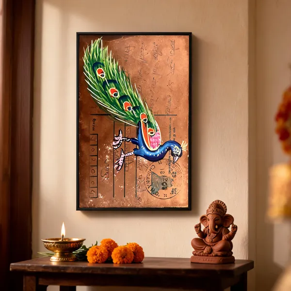 Multicolor_Antique_Postcard_Watercolour_Peacock_Motif_Wall_Art