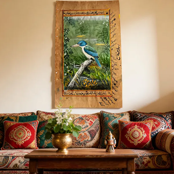 Multicolor_Arabic_Book_Paper_Miniature_Kingfisher_Motif_Wall_Art