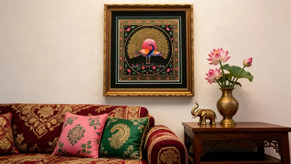 Multicolor_Cotton_Silk_Traditional_Peacock_Floral_Motif_Wall_Art