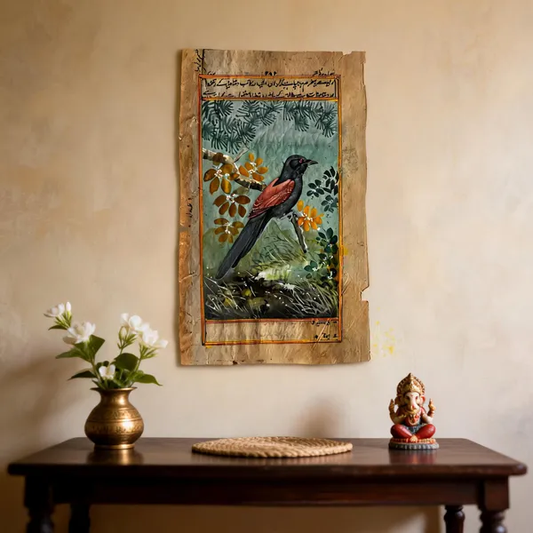 Multicolor_Arabic_Book_Paper_Miniature_Bird_Motif_Wall_Art