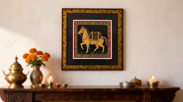 Multicolor_Silk_Traditional_Horse_Motif_Wall_Art