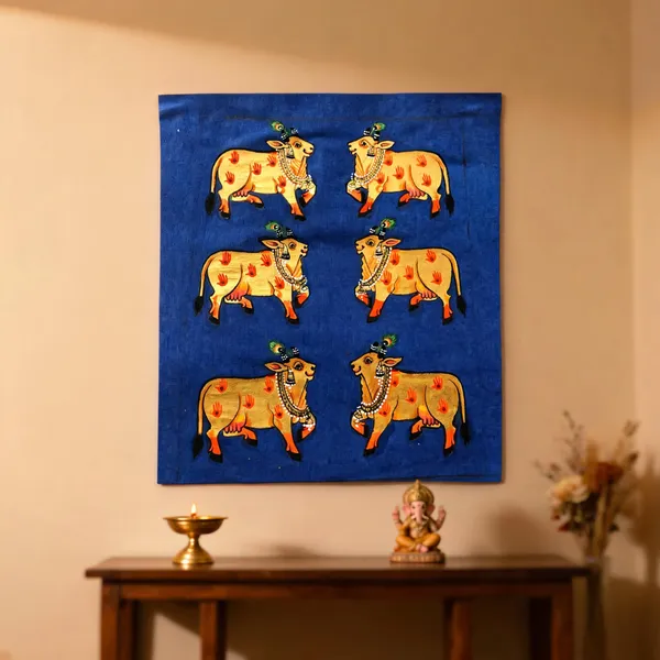Multicolor_Fabric_Pichwai_Natural_Pigment_Cow_Motif_Wall_Art