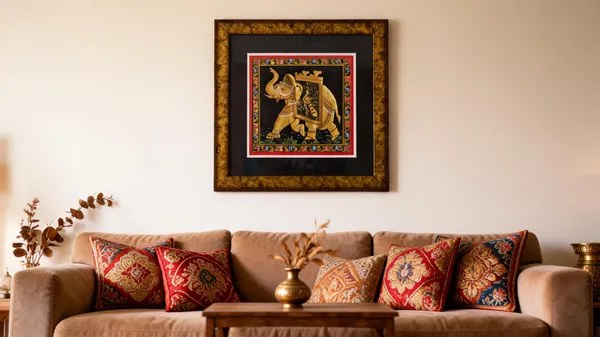 Multicolor_Silk_Traditional_Elephant_Motif_Wall_Art