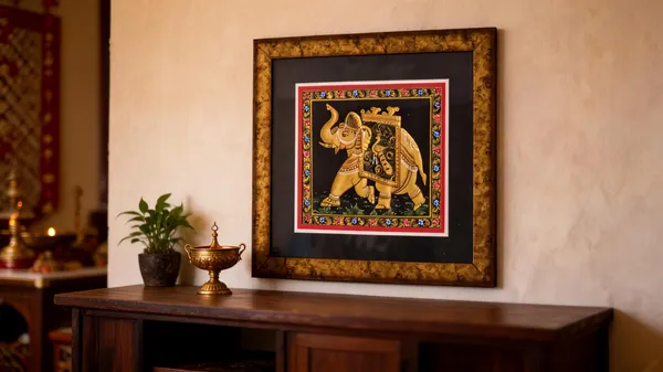 Multicolor_Silk_Traditional_Elephant_Motif_Wall_Art