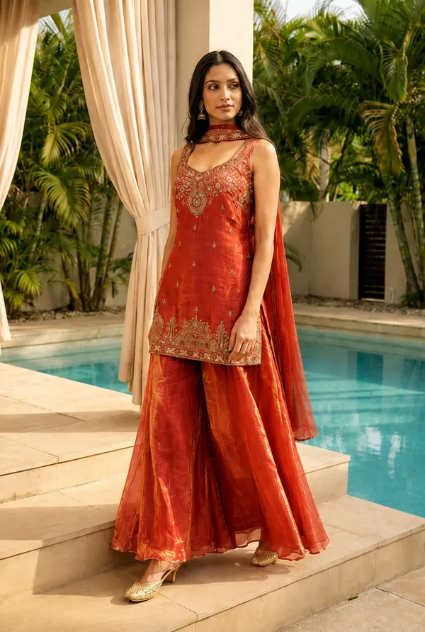 Sherri_Hill-Kurta_Set-ORANGE