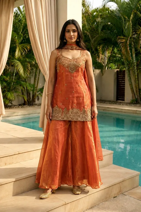 Sherri_Hill-Kurta_Set-ORANGE