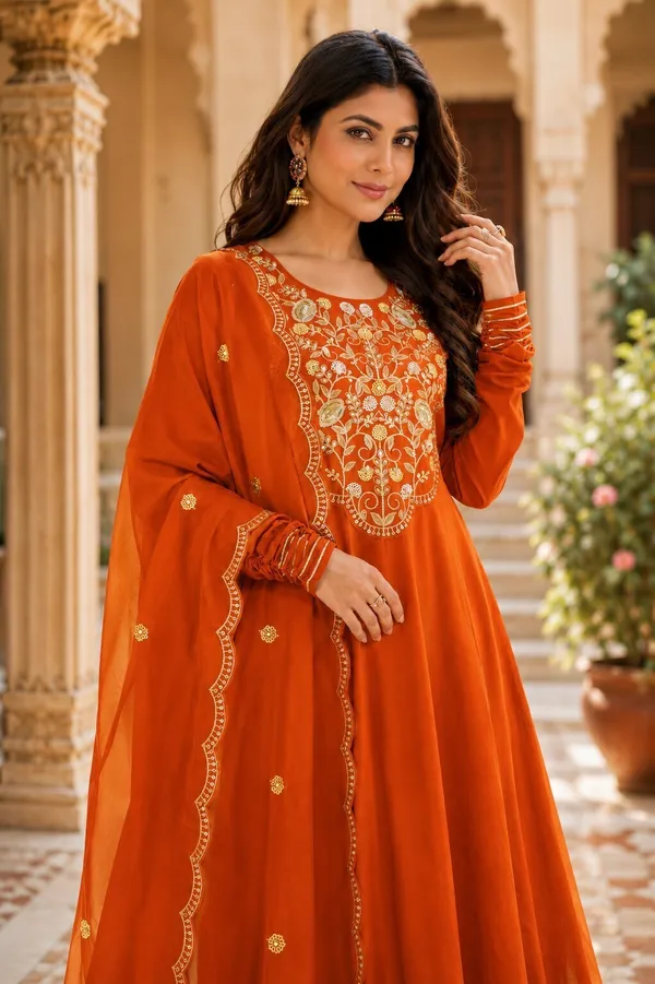 Sherri_Hill-Kurta_Set-ORANGE