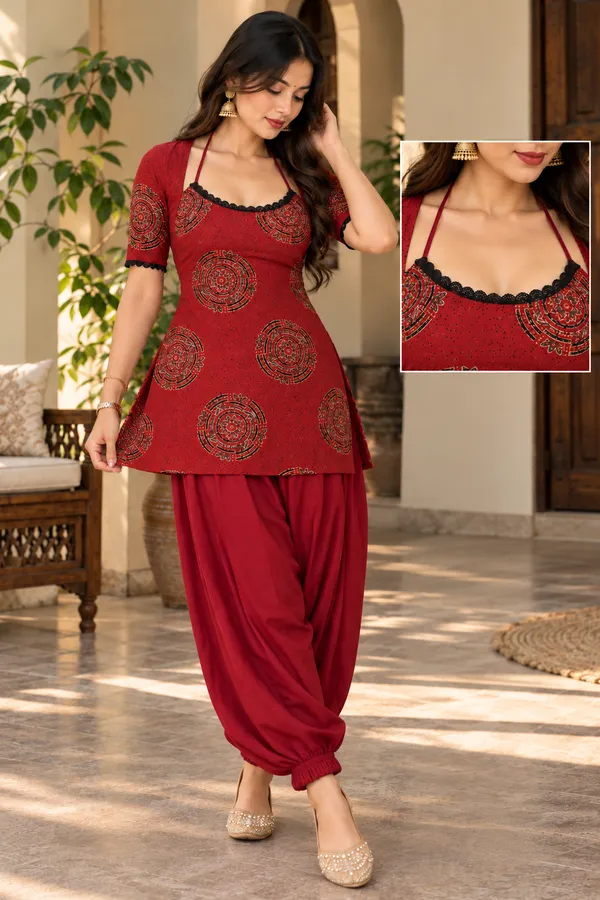 Red_Cotton_Printed_Short_Kurta_Patiala_Set_For_Women