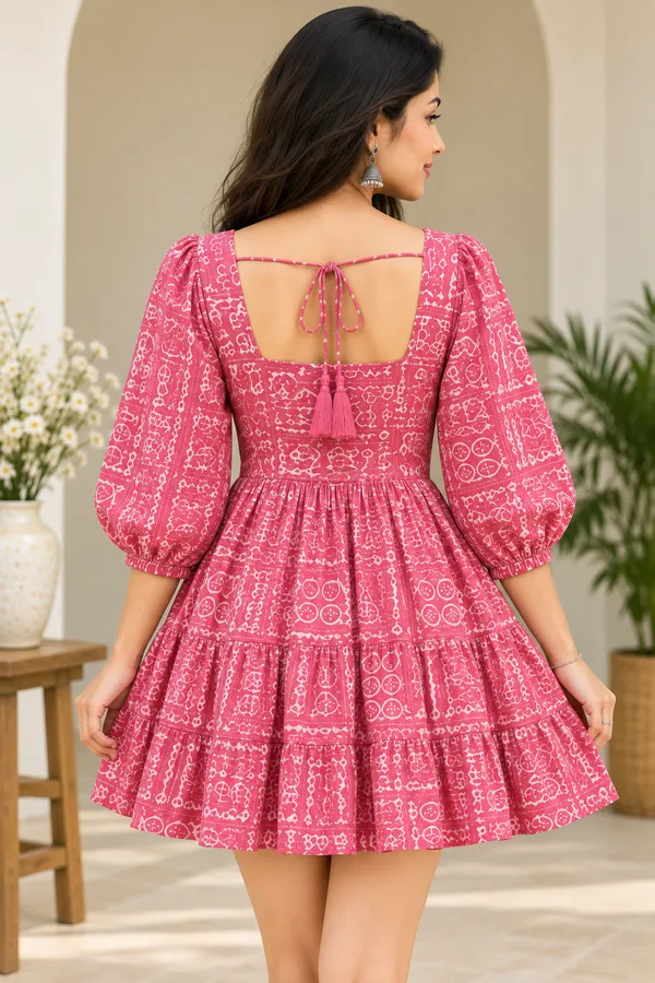 Pink_Cotton_Printed_A-Line_Tiered_Mini_Dress_For_Women
