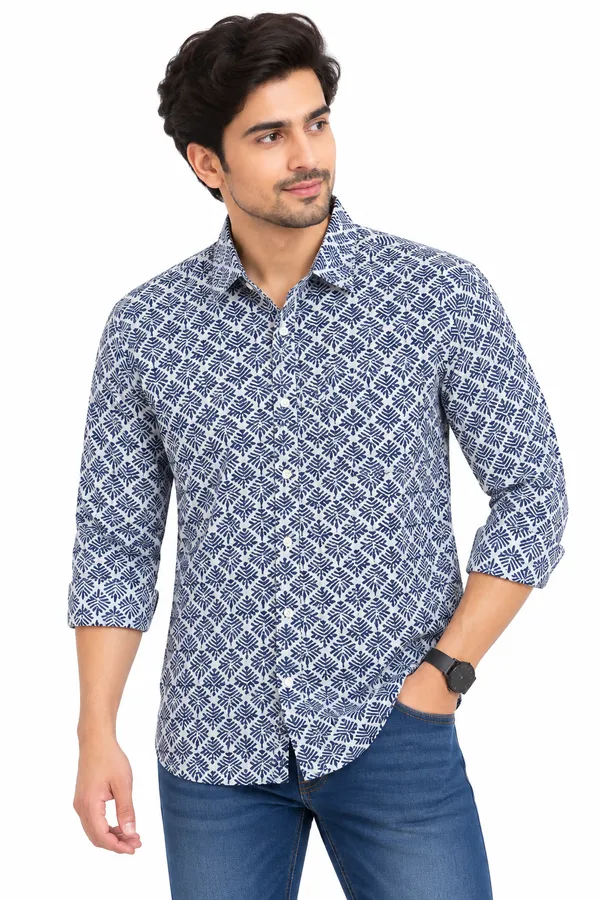 Blue_Cotton_Printed_Shirt_And_Top_Couple_Set