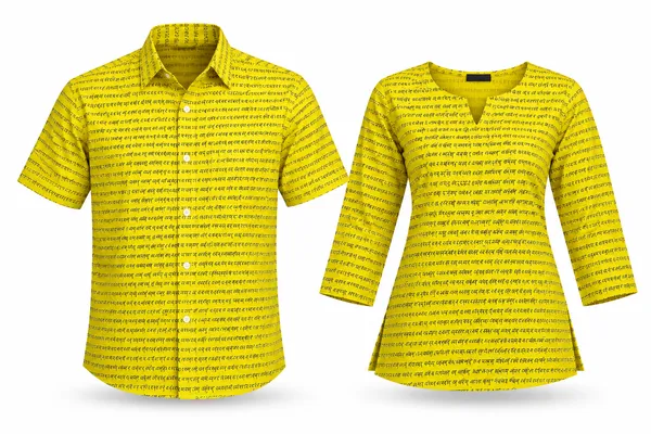 Yellow_Cotton_Printed_Shirt_And_Kurti_Couple_Set