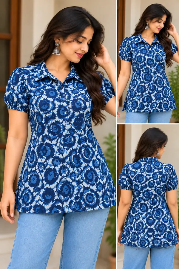 Blue_Cotton_Regular_Fit_Floral_Print_Top_For_Women