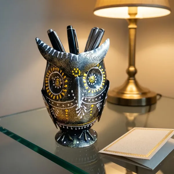Owl_Pen_Holder_Metal_Figurine