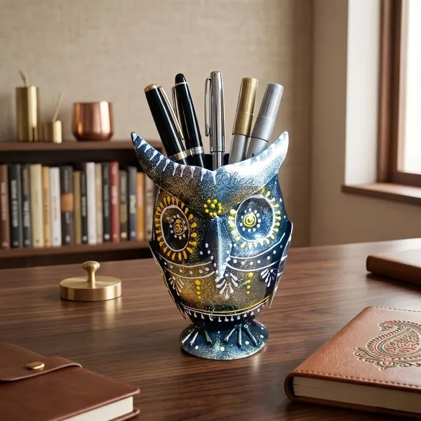 Owl_Pen_Holder_Metal_Figurine