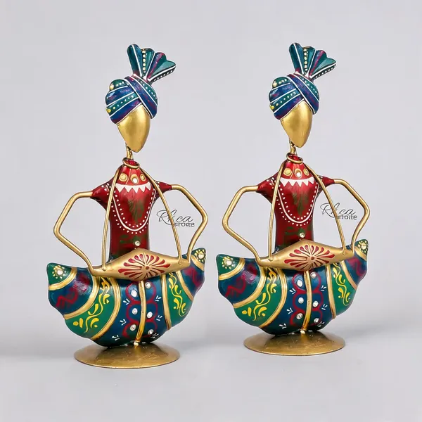 Metal_Traditional_Rajasthani_Dholak_Musician_Table_Showpiece_-_Pack_of_2