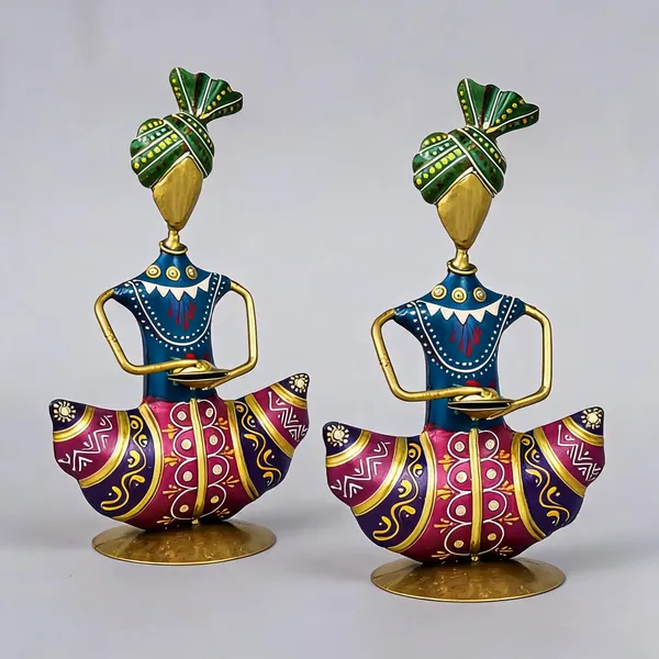 Metal_Traditional_Rajasthani_Majira_Player_Table_Showpiece_-_Pack_of_2
