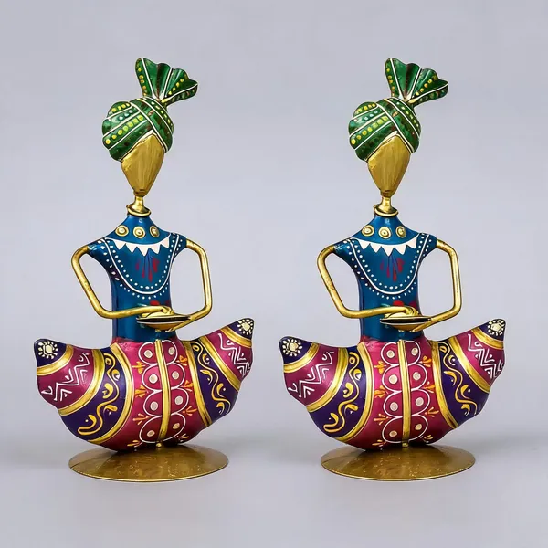 Metal_Traditional_Rajasthani_Majira_Player_Table_Showpiece_-_Pack_of_2
