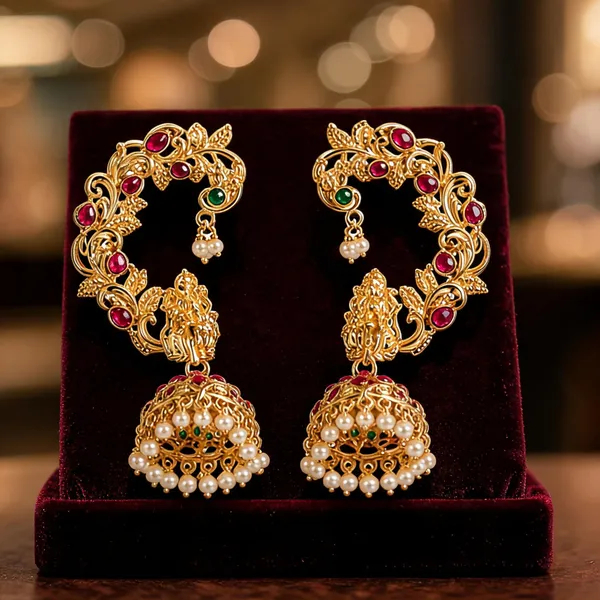 Gold_Alloy_Kundan_Stone_Jhumka_Earrings_For_Women_Pack_Of_2