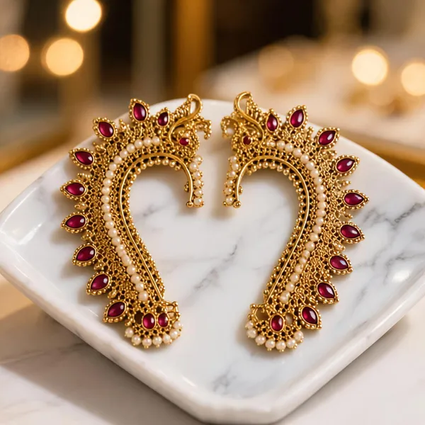Gold_Tone_Alloy_Paisley_Maroon_Stone_Pearl_Drop_Earrings_For_Women_Pack_Of_2