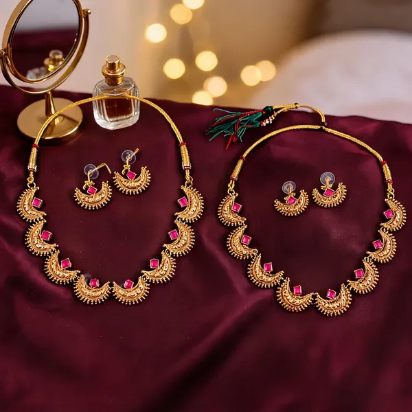 Gold_Pink_Alloy_Crescent_Motif_Necklace_Set_For_Women_Pack_Of_2