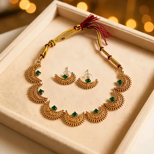Gold_Tone_Alloy_Green_Stone_Crescent_Necklace_And_Earrings_Set_For_Women_Pack_Of_2