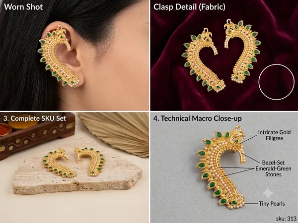 Gold_Alloy_Green_Stone_Leaf_Beaded_Ear_Cuff_Earrings_For_Women_Pack_Of_3