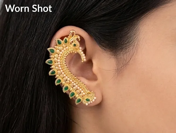 Gold_Alloy_Green_Stone_Leaf_Beaded_Ear_Cuff_Earrings_For_Women_Pack_Of_3