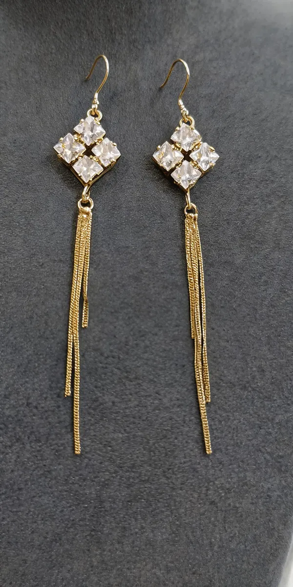 Gold_Tone_Crystal_Cluster_Chain_Drop_Earrings