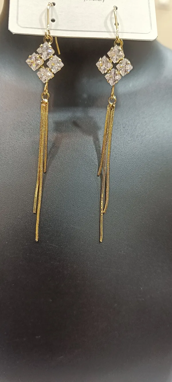 Gold_Tone_Crystal_Cluster_Chain_Drop_Earrings