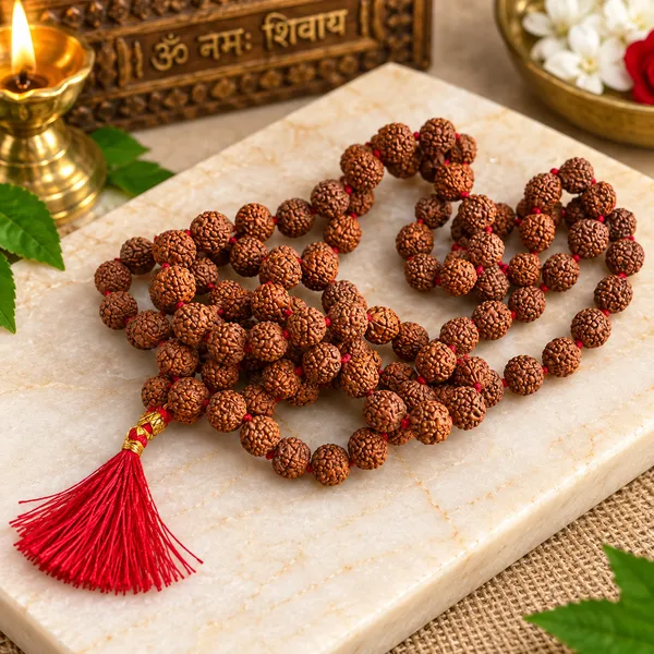 Rudraksha_Bead_Mala_With_Red_Tassel