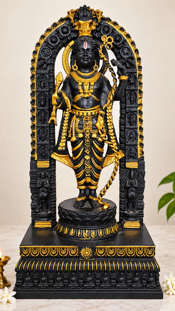 Black_Gold_Lord_Venkateswara_Idol_With_Ornate_Arch