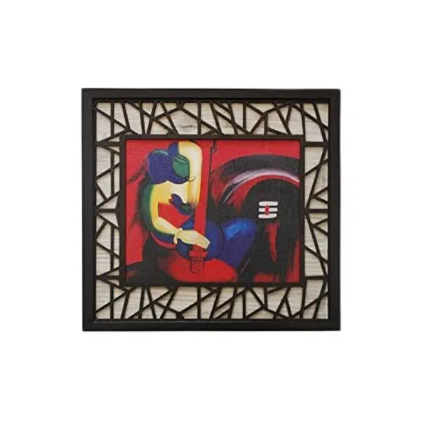 Canvas_Mdf_Wood_Spiritual_Ganesh_Shivling_Framed_Wall_Painting