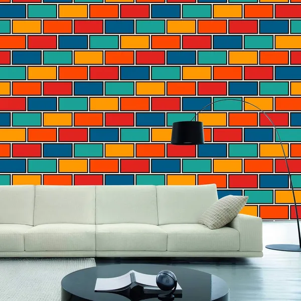 Pvc_Multicolour_Abstract_Bricks_Self-Adhesive_Wallpaper
