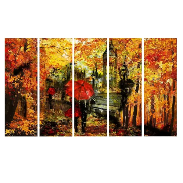 Wood_Multicolour_Umbrella_Couple_Wall_Painting_Set_Of_5
