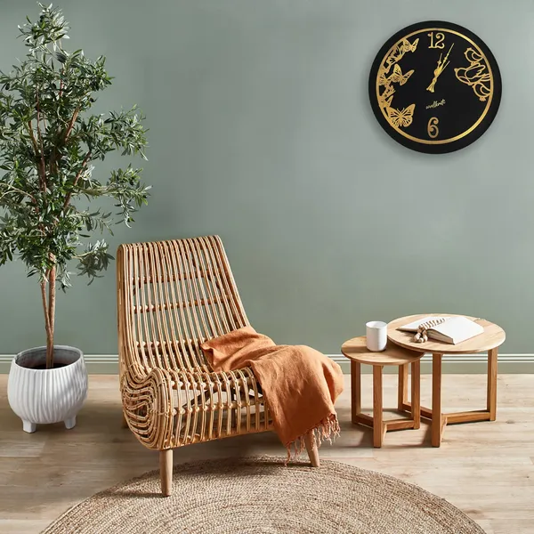 Mdf_Wood_Rustic_Butterfly_Black_Wall_Clock