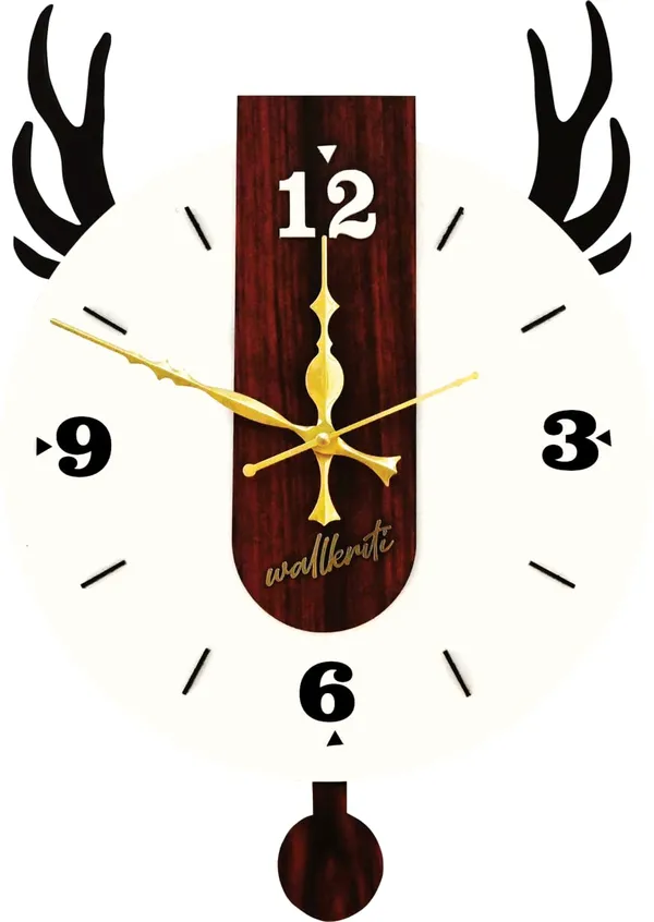 Mdf_Wood_Rustic_Deer_Silhouette_Black_Wall_Clock
