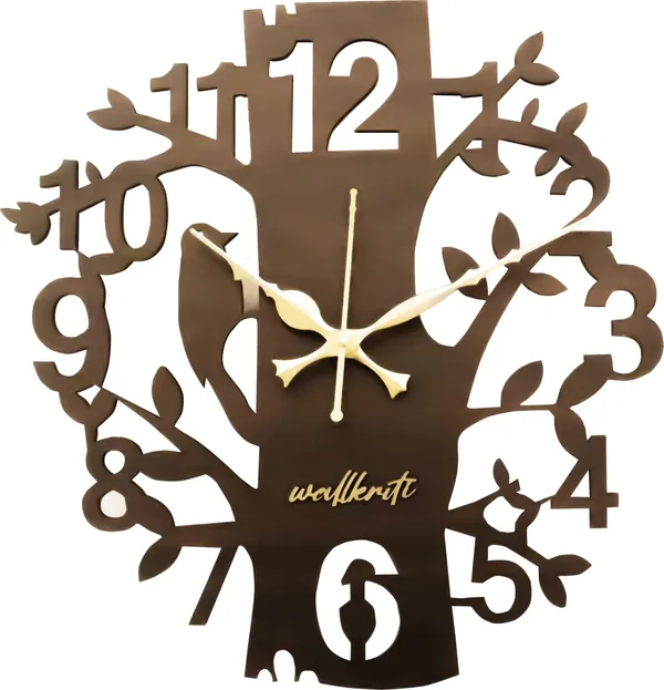 Mdf_Wood_Rustic_Bird_Silhouette_Black_Wall_Clock