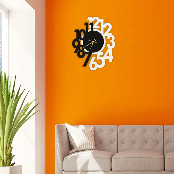 Mdf_Wood_Rustic_Cut-Out_Numerals_Black_Wall_Clock