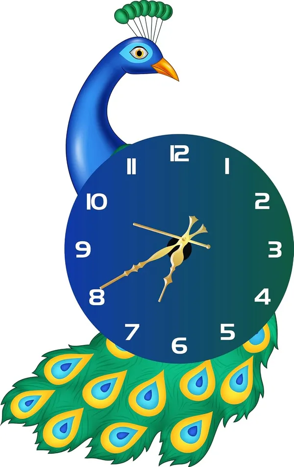 Vinyl_Peacock_Multicolor_Wall_Clock