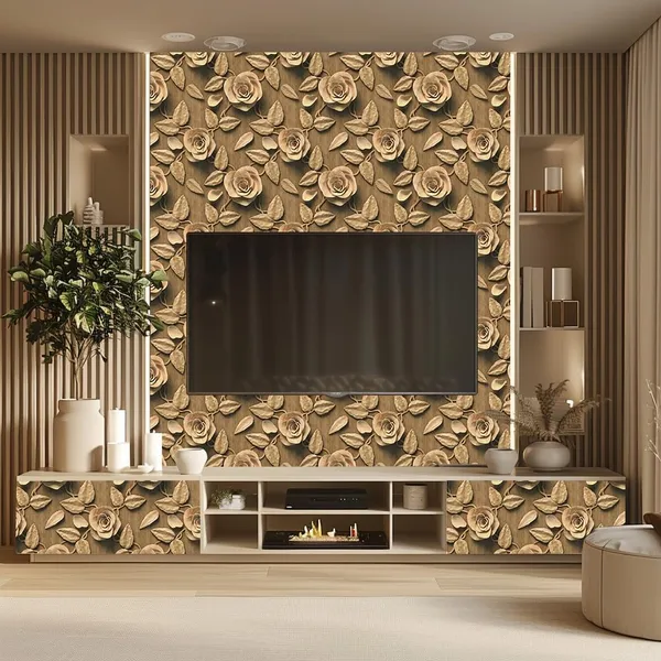 Pvc_Stain_Resistant_Brown_Wallpaper