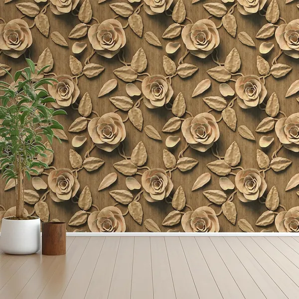 Pvc_Stain_Resistant_Brown_Wallpaper