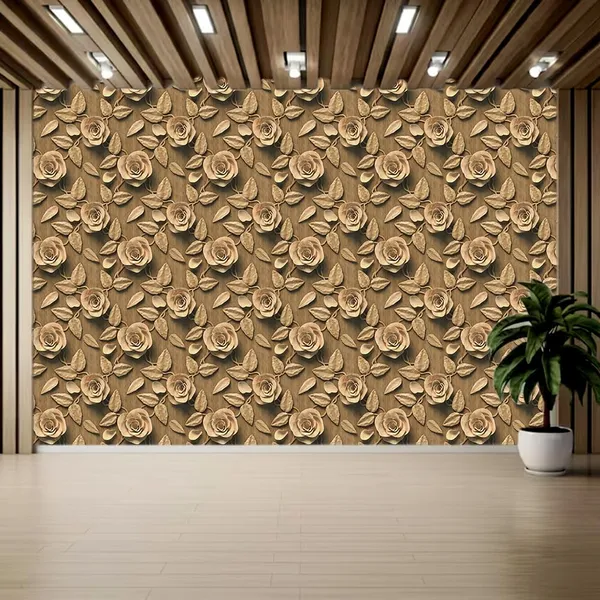 Pvc_Stain_Resistant_Brown_Wallpaper