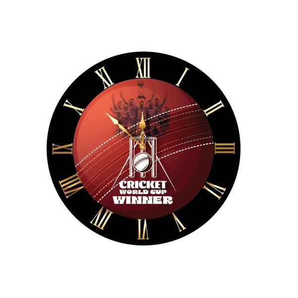 Mdf_Cricket_Trophy_Black_Themed_Wall_Clock_37Cm