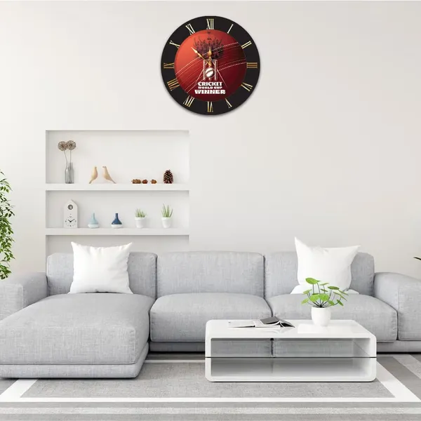 Mdf_Cricket_Trophy_Black_Themed_Wall_Clock_37Cm