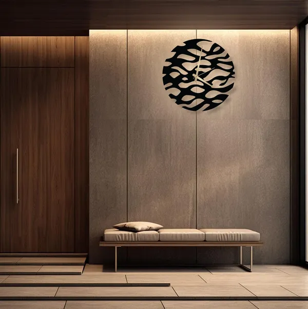 Plastic_Mdf_Spiritual_Gold_And_Brown_Designer_Wall_Clock