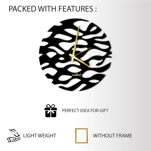 Plastic_Mdf_Spiritual_Gold_And_Brown_Designer_Wall_Clock