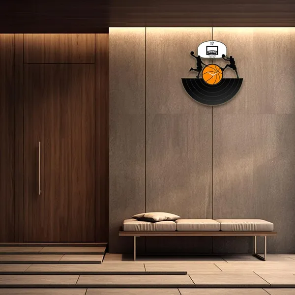 Mdf_Wood_Sports_Basketball_Players_Silhouette_Black_Wall_Clock